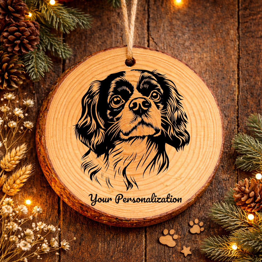 Cavalier King Charles Spaniel Dog Ornament – Rustic Wooden Keepsake