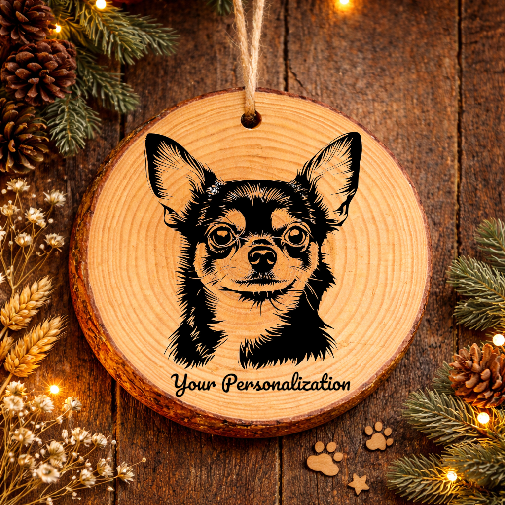 Chihuahua Dog Ornament – Rustic Wooden Keepsake