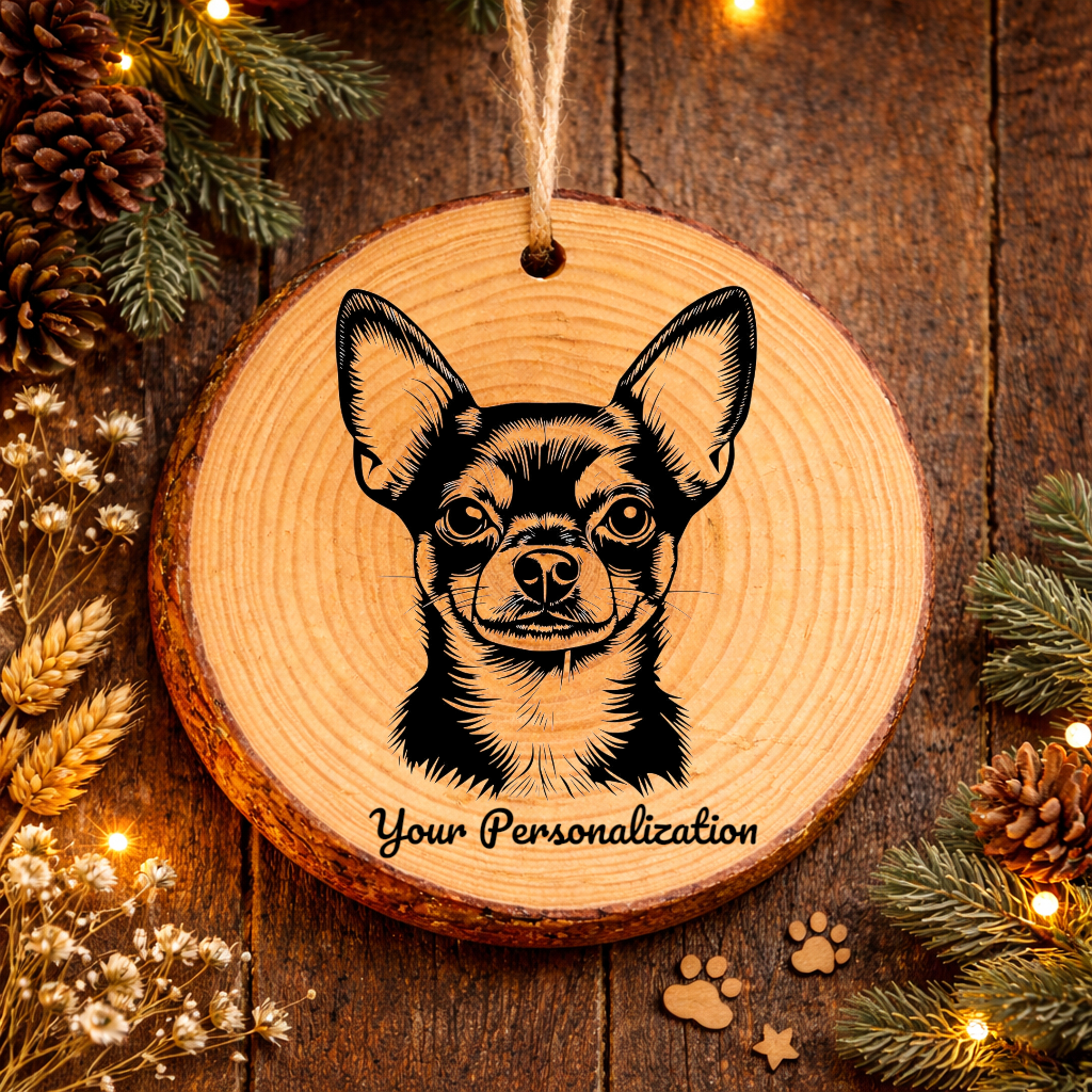 Chihuahua Dog Ornament – Rustic Wooden Keepsake