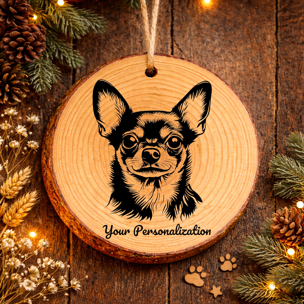 Chihuahua Dog Ornament – Rustic Wooden Keepsake