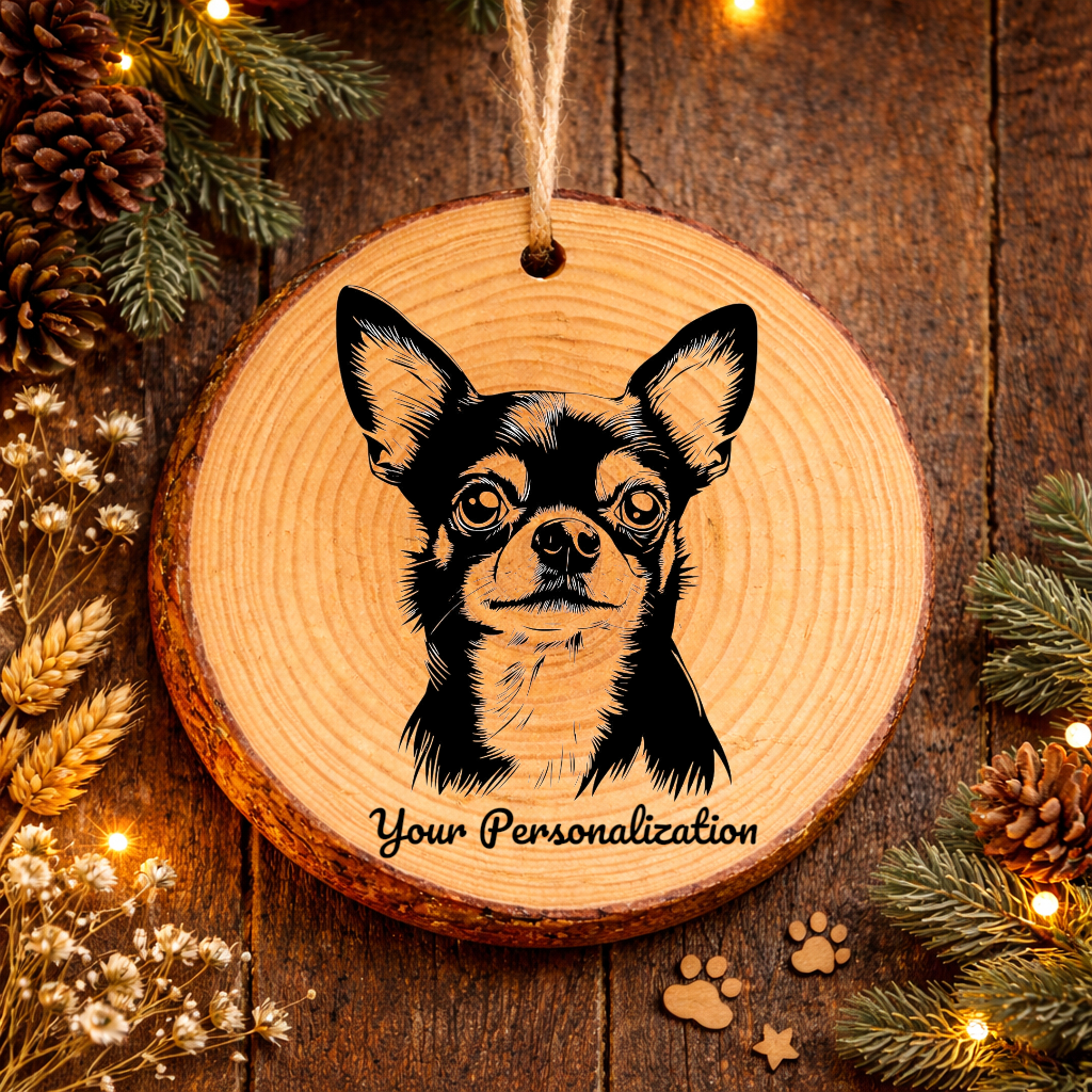 Chihuahua Dog Ornament – Rustic Wooden Keepsake