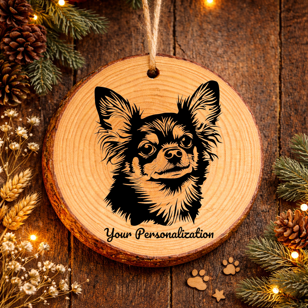 Chihuahua Dog Ornament – Rustic Wooden Keepsake