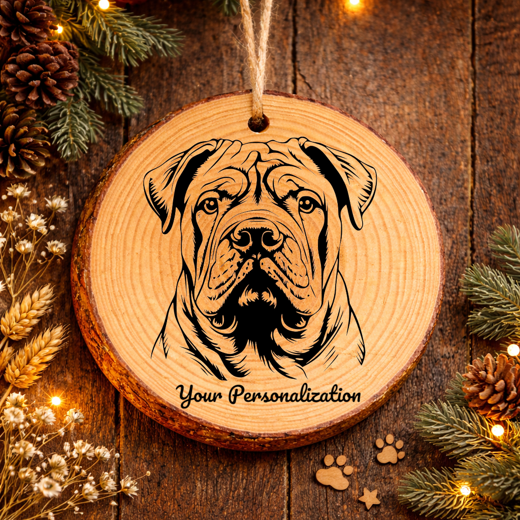 Chinese Shar-Pei Dog Ornament – Rustic Wooden Keepsake