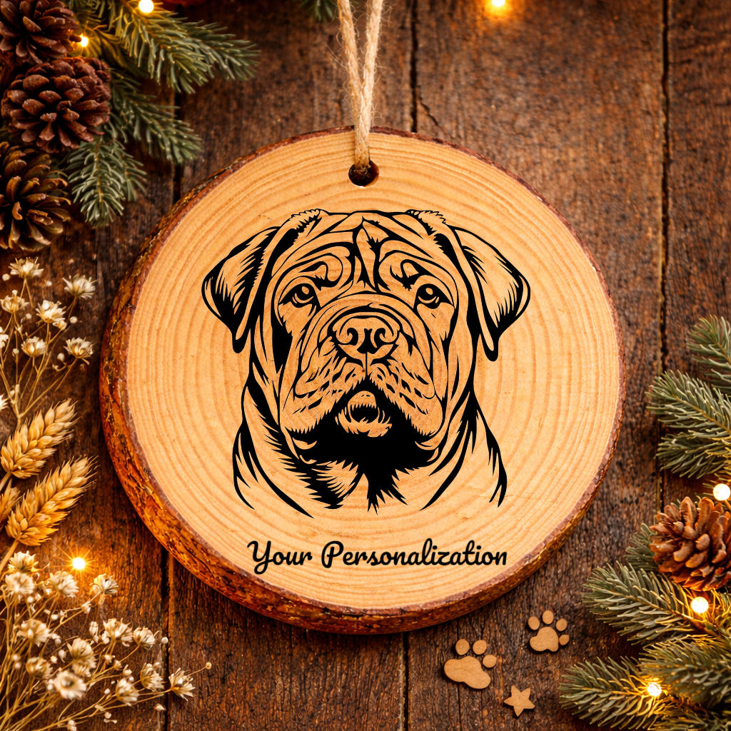 Chinese Shar-Pei Dog Ornament – Rustic Wooden Keepsake