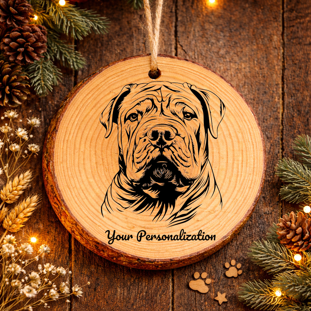 Chinese Shar-Pei Dog Ornament – Rustic Wooden Keepsake