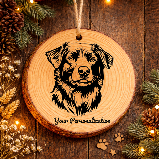 Chinook Dog Ornament – Rustic Wooden Keepsake