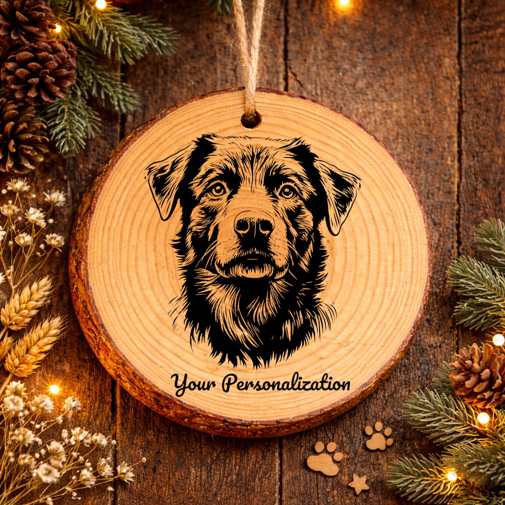 Chinook Dog Ornament – Rustic Wooden Keepsake