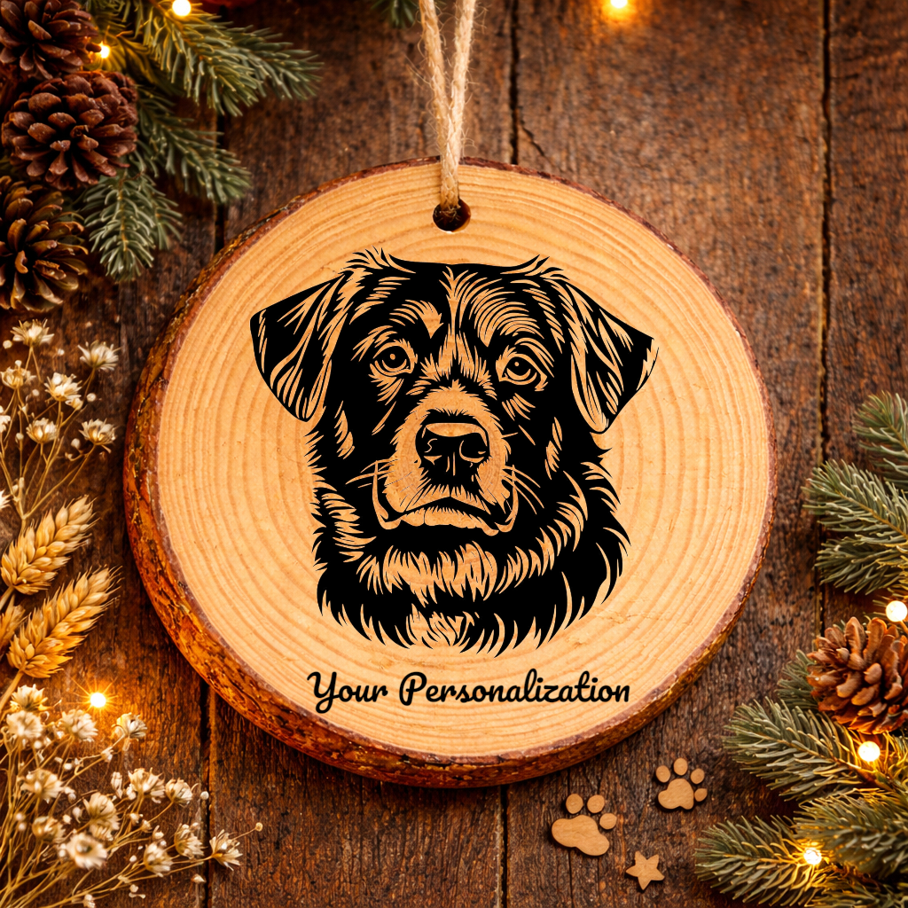 Chinook Dog Ornament – Rustic Wooden Keepsake