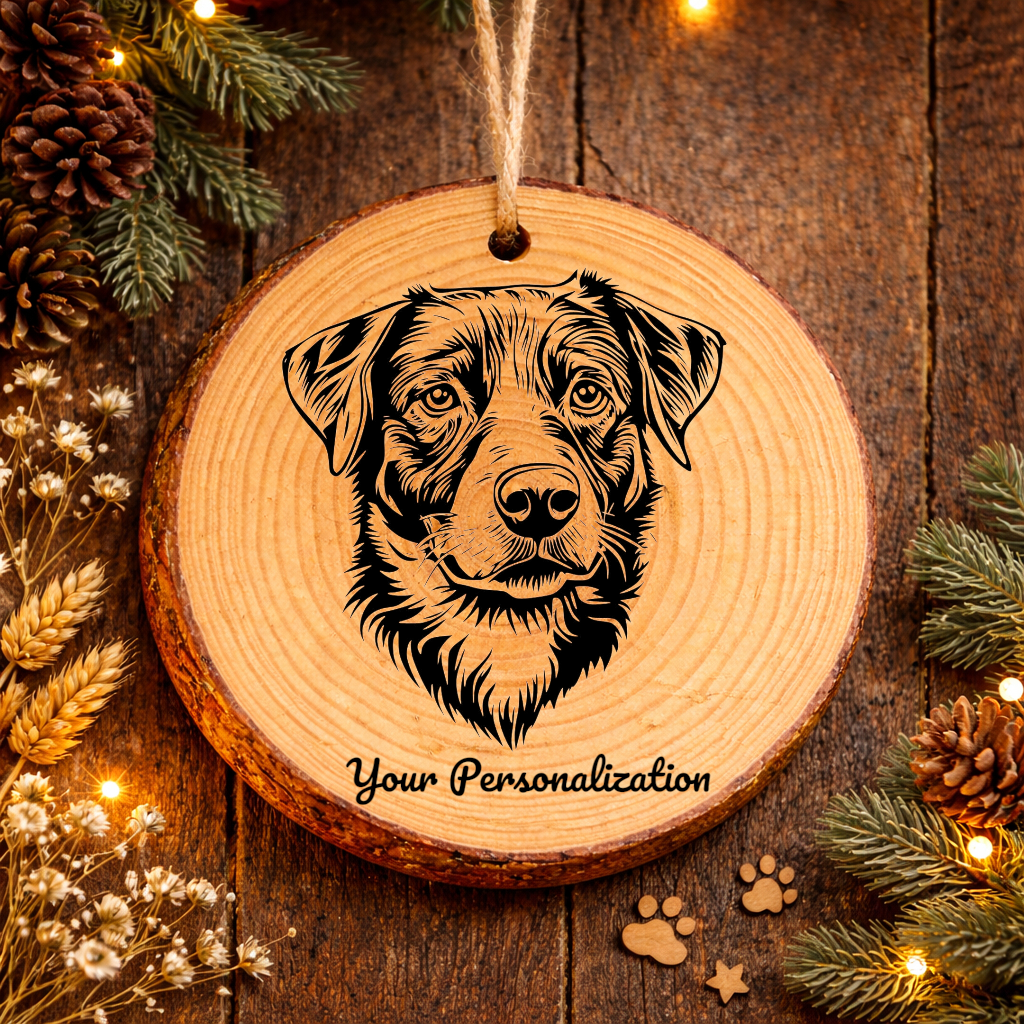 Chinook Dog Ornament – Rustic Wooden Keepsake