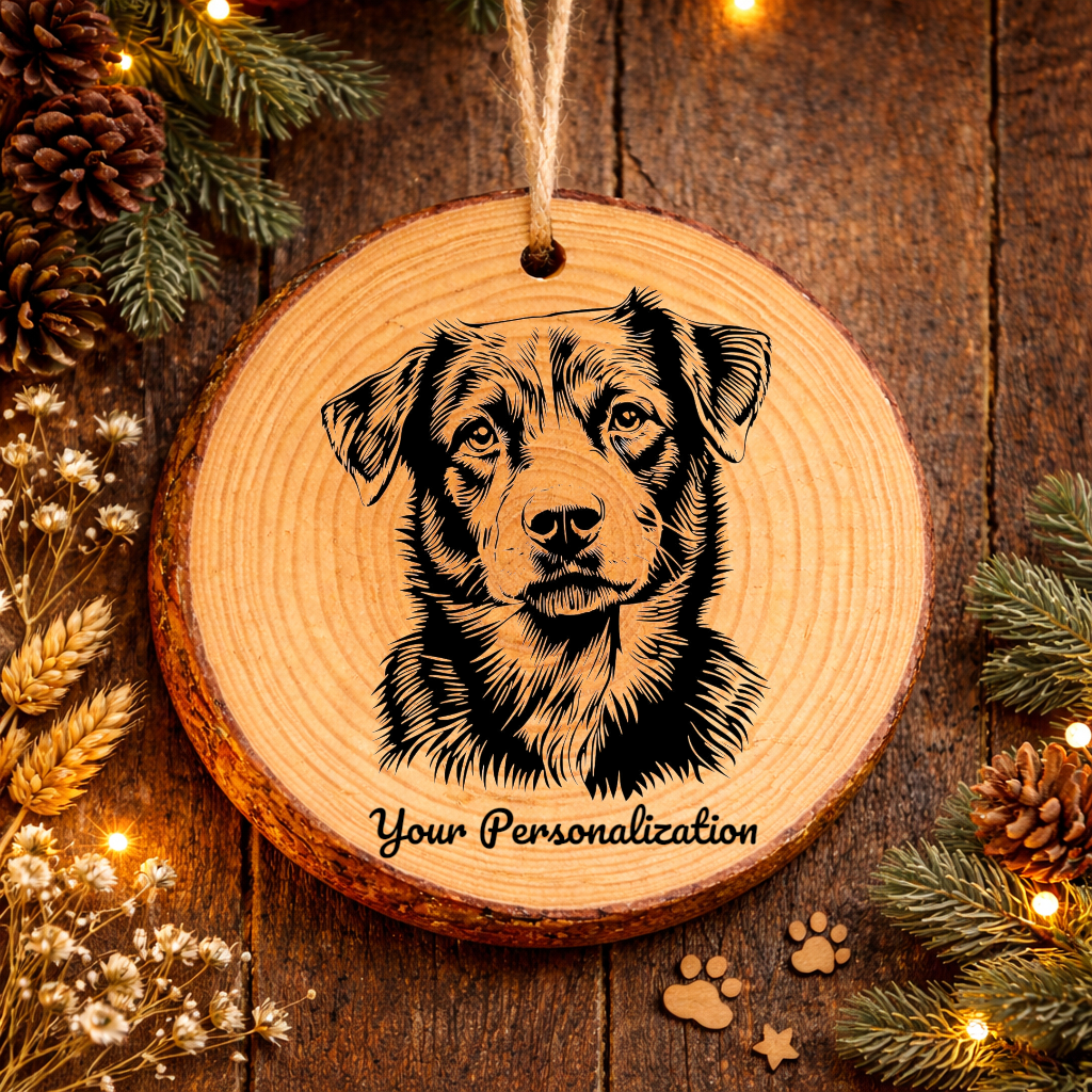 Chinook Dog Ornament – Rustic Wooden Keepsake