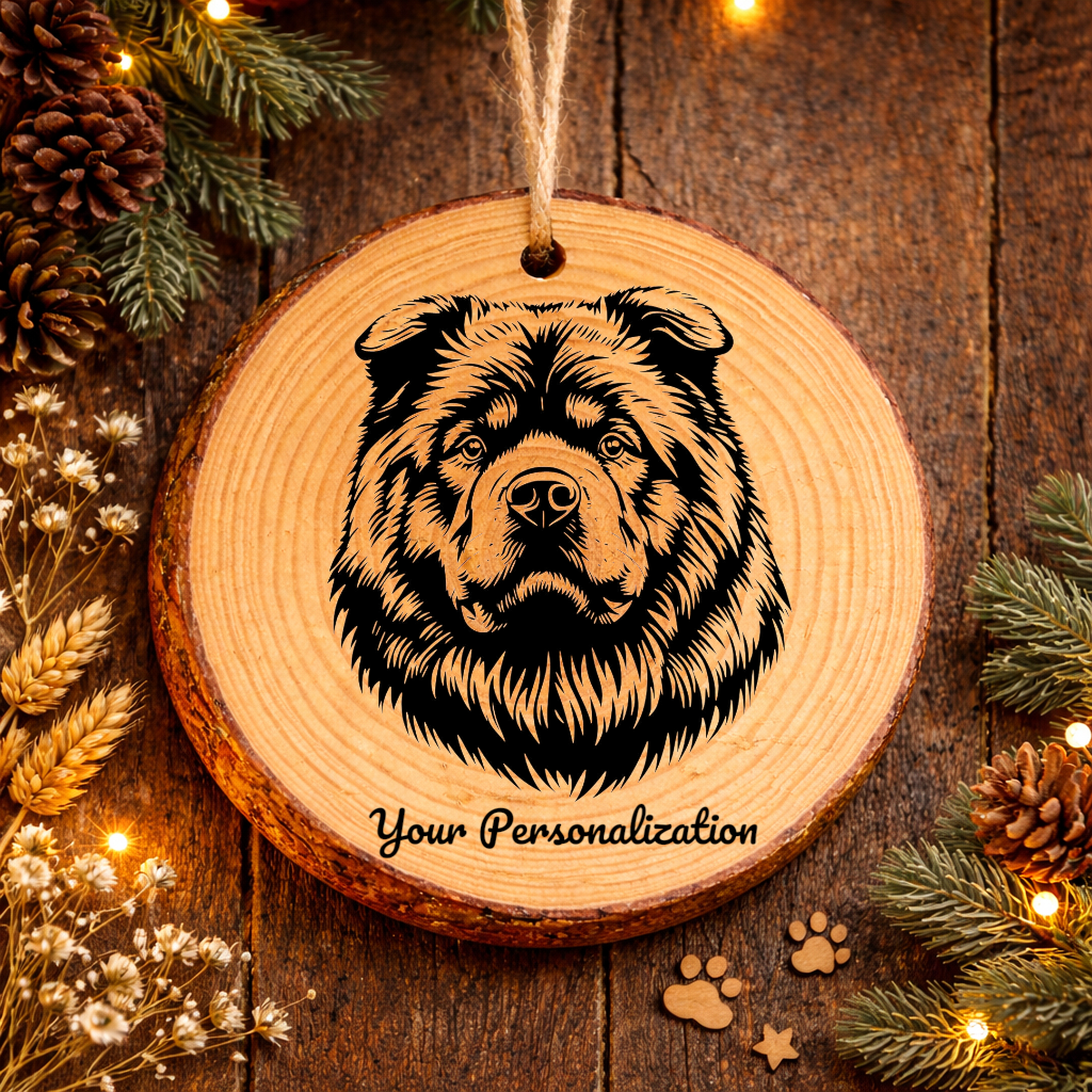 Chow Chow Dog Ornament – Rustic Wooden Keepsake