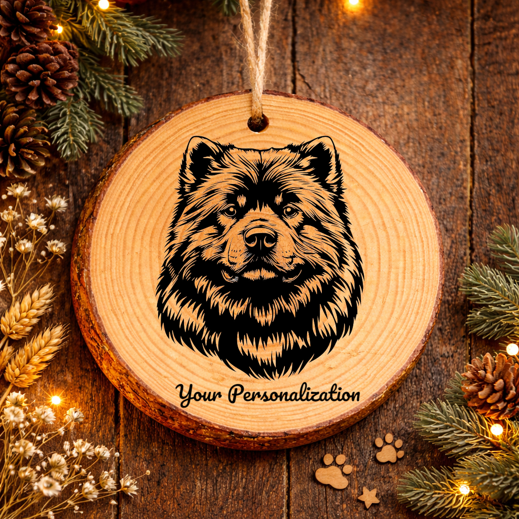 Chow Chow Dog Ornament – Rustic Wooden Keepsake