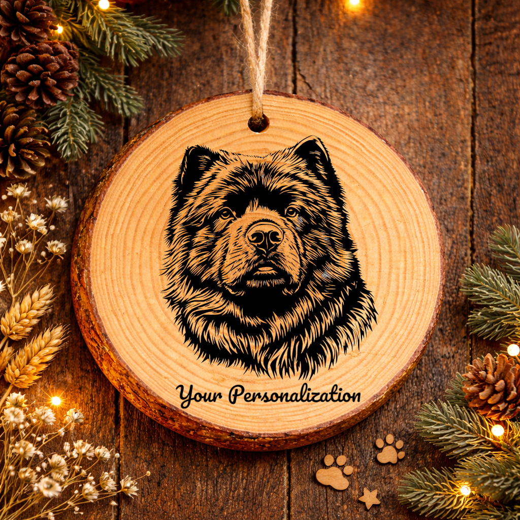 Chow Chow Dog Ornament – Rustic Wooden Keepsake