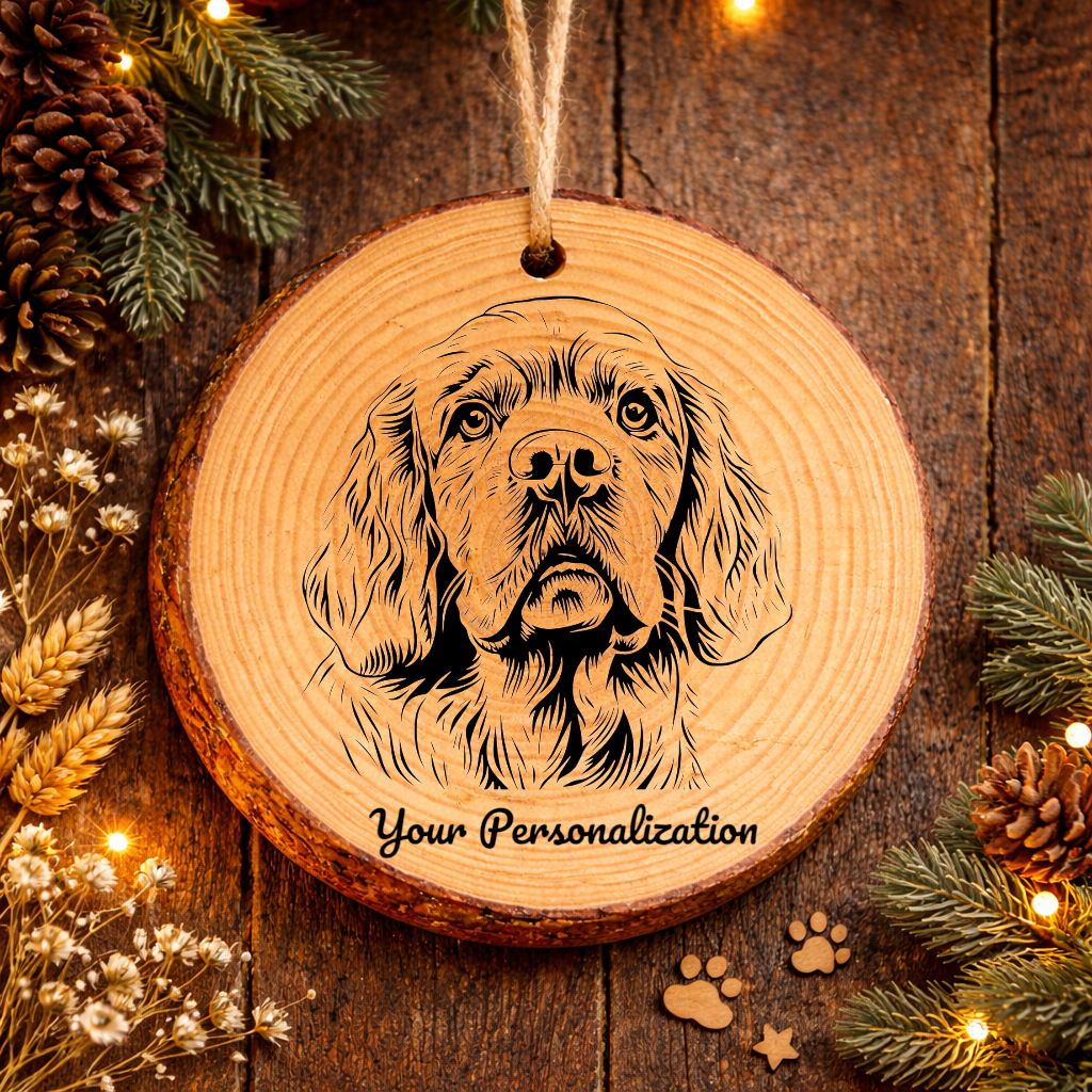 Clumber Spaniel Dog Ornament – Rustic Wooden Keepsake