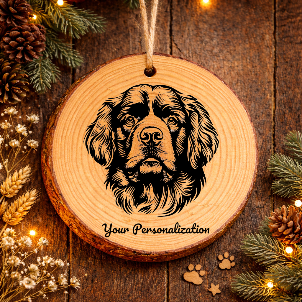 Clumber Spaniel Dog Ornament – Rustic Wooden Keepsake