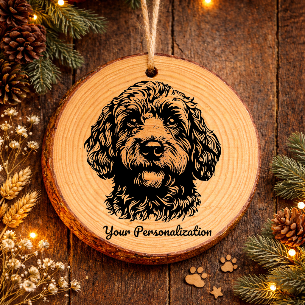Cockapoo Dog Ornament – Rustic Wooden Keepsake