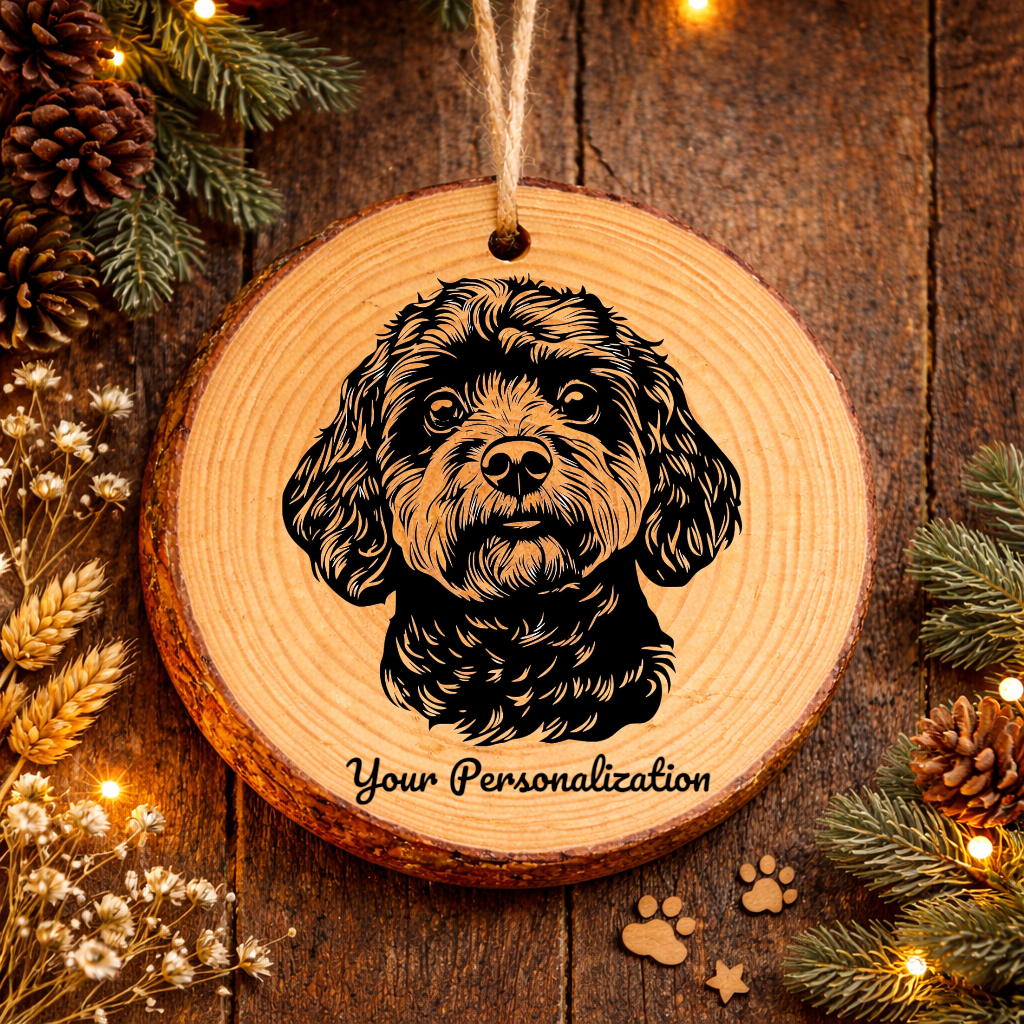 Cockapoo Dog Ornament – Rustic Wooden Keepsake