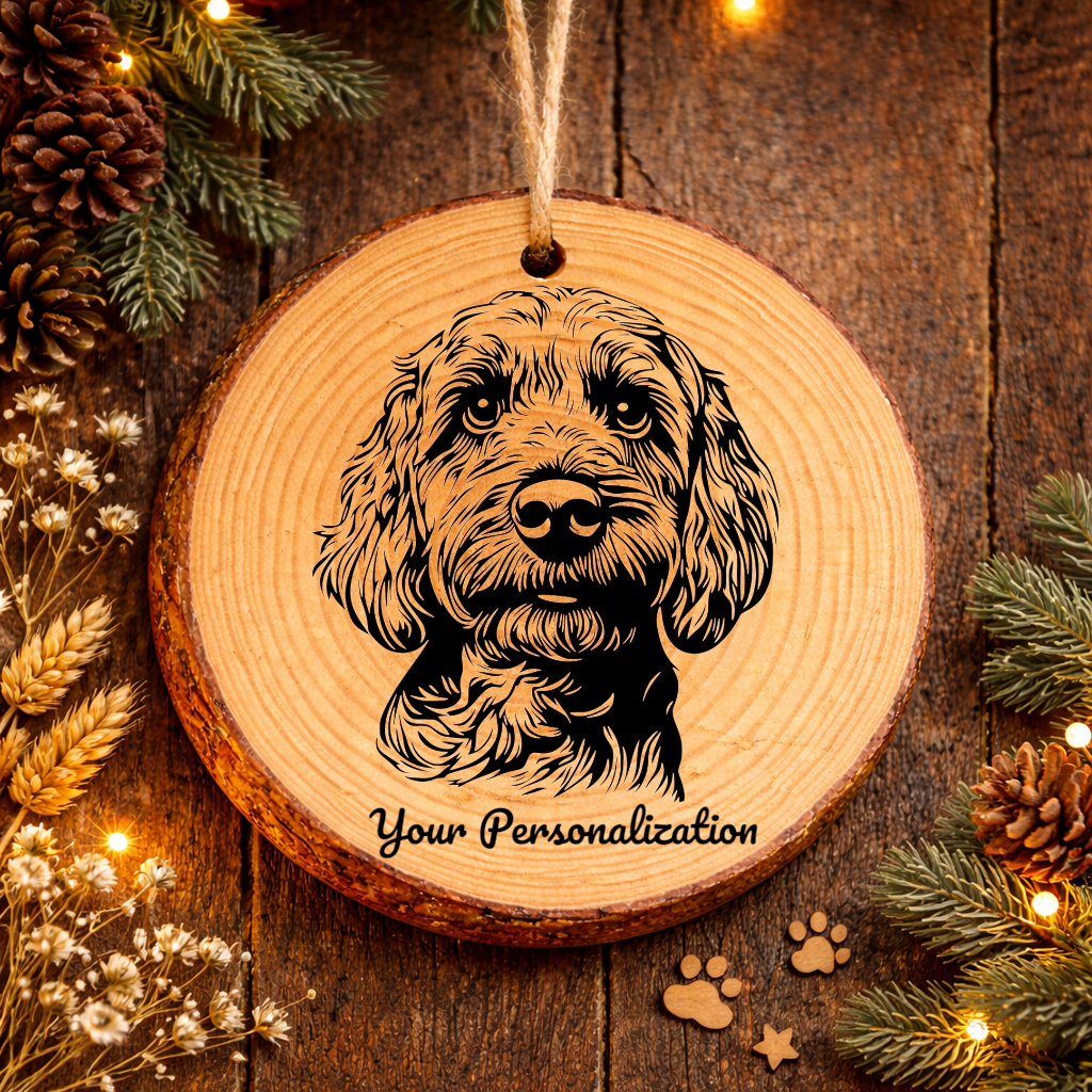 Cockapoo Dog Ornament – Rustic Wooden Keepsake
