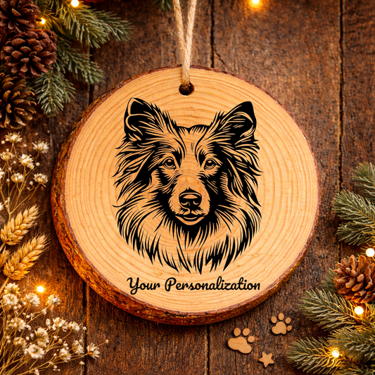 Collie Dog Ornament – Rustic Wooden Keepsake
