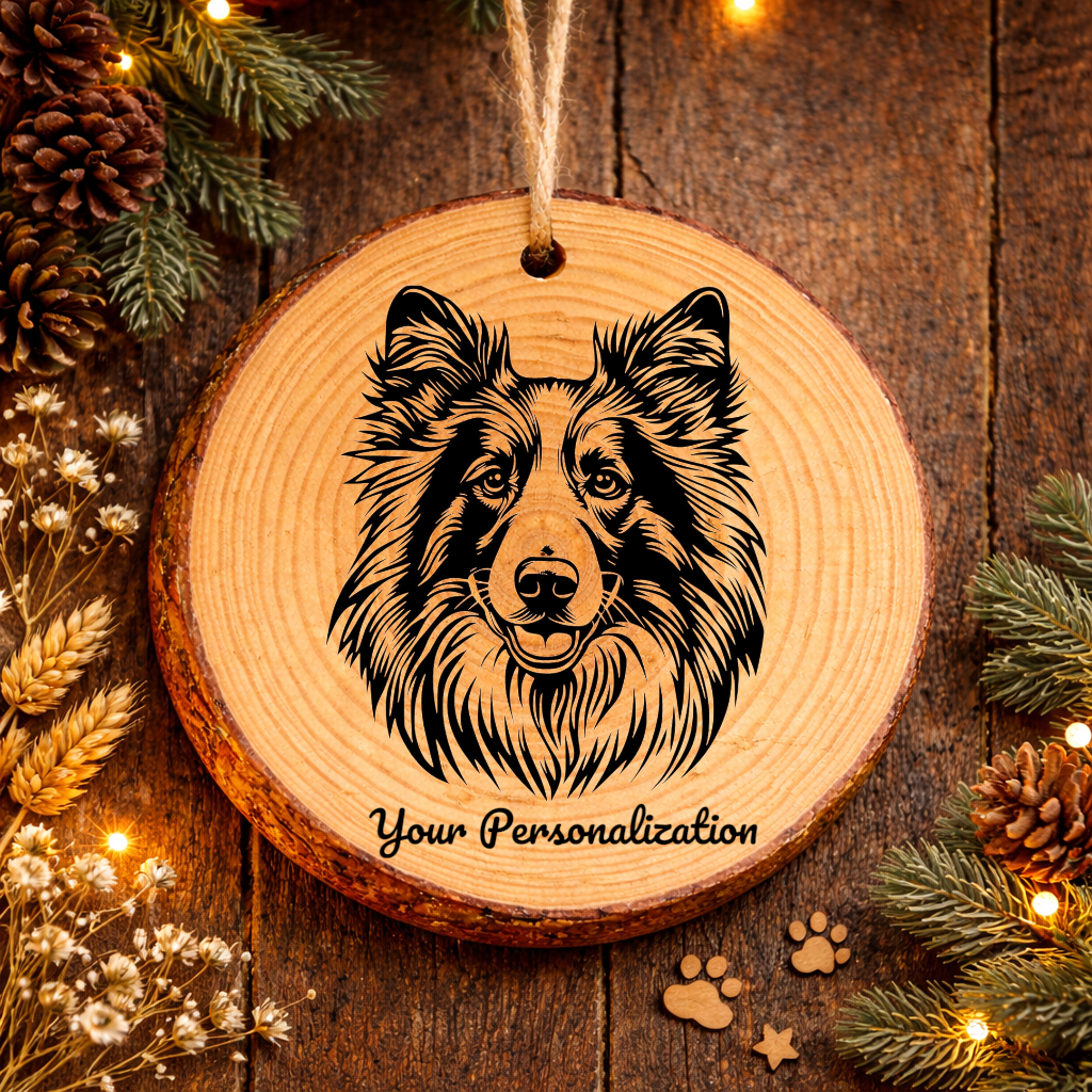 Collie Dog Ornament – Rustic Wooden Keepsake