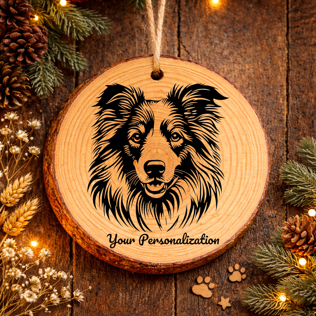 Collie Dog Ornament – Rustic Wooden Keepsake