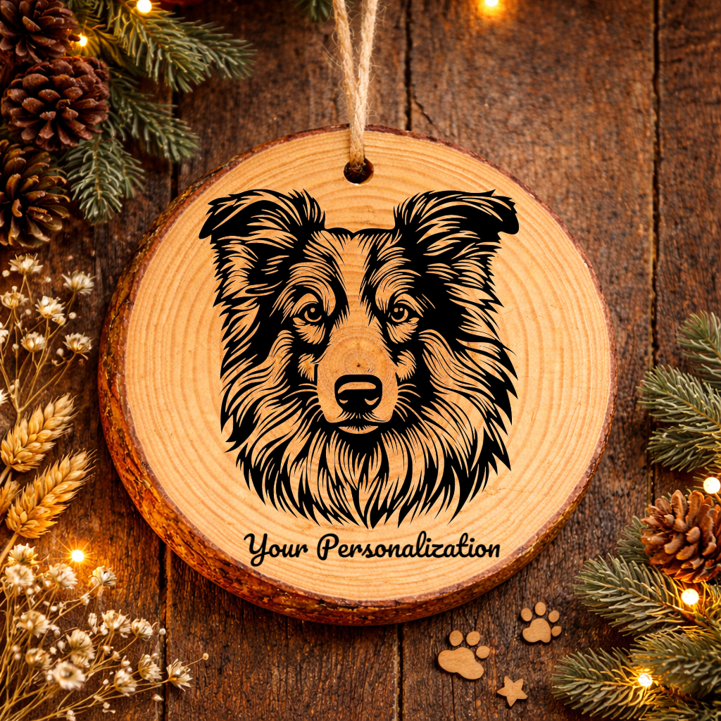 Collie Dog Ornament – Rustic Wooden Keepsake