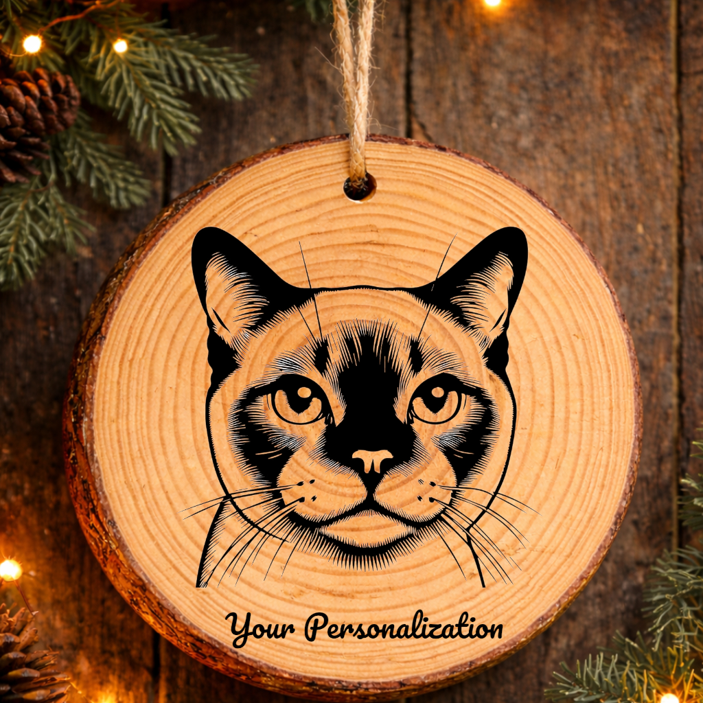 Colorpoint Shorthair Cat Rustic Pine Wooden Round Ornament