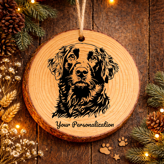 Curly-Coated Retriever Dog Ornament – Rustic Wooden Keepsake