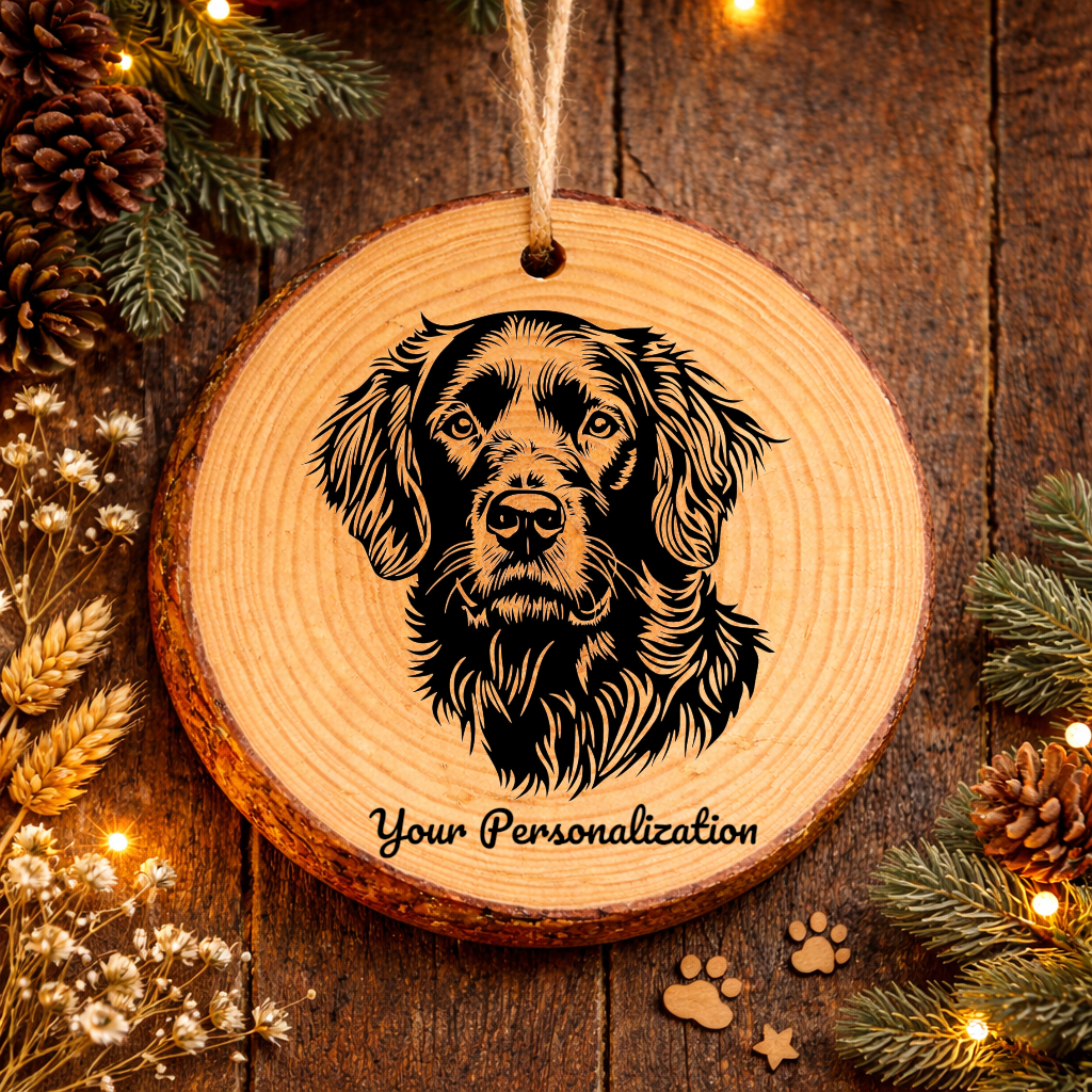 Curly-Coated Retriever Dog Ornament – Rustic Wooden Keepsake