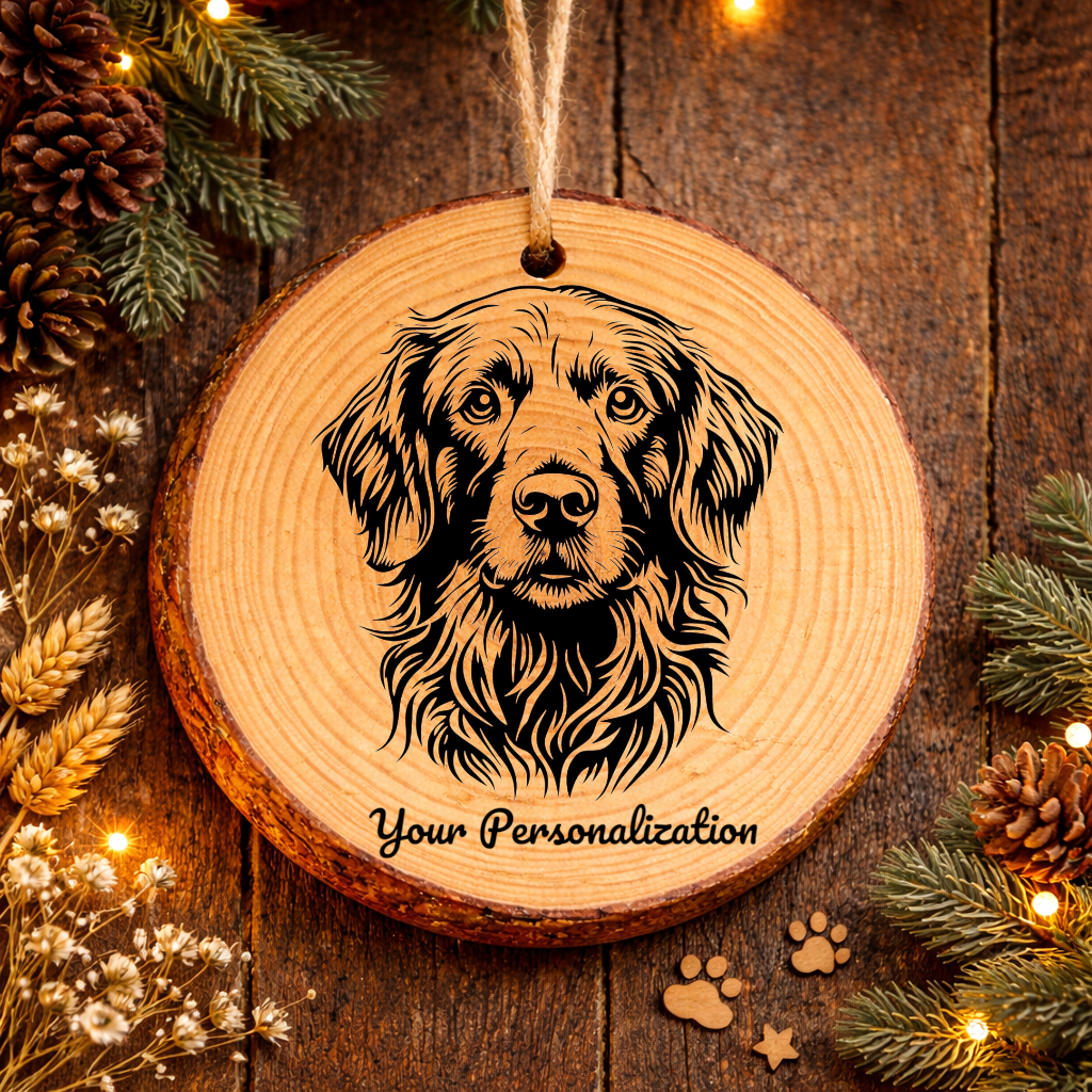 Curly-Coated Retriever Dog Ornament – Rustic Wooden Keepsake