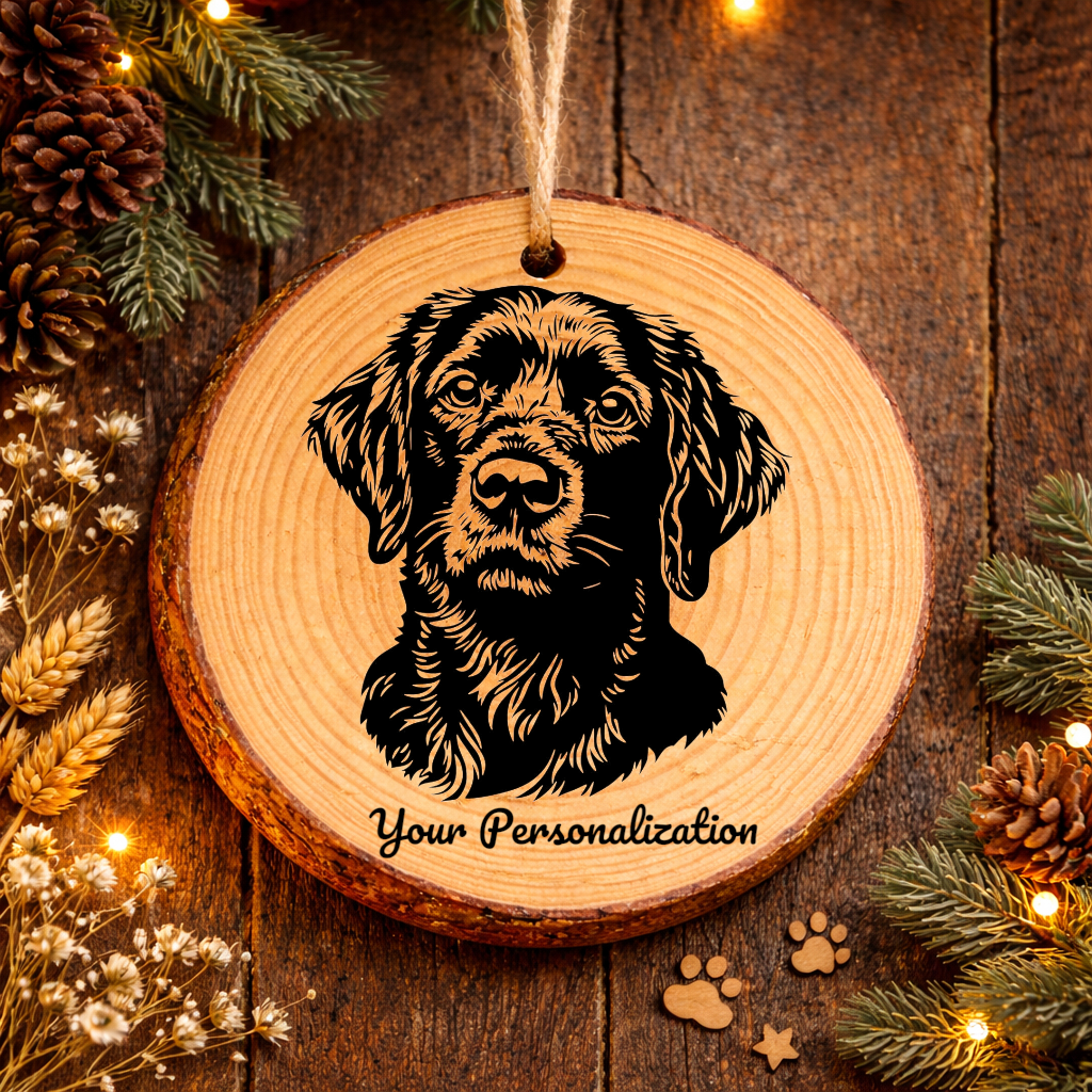 Curly-Coated Retriever Dog Ornament – Rustic Wooden Keepsake