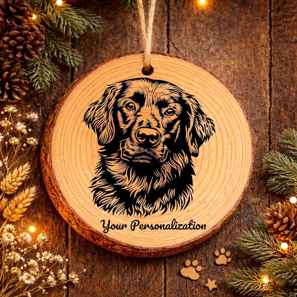 Curly-Coated Retriever Dog Ornament – Rustic Wooden Keepsake