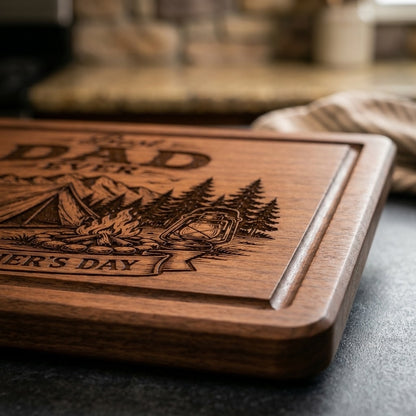 Best Dad Fathers Day Camping Theme Cutting Board