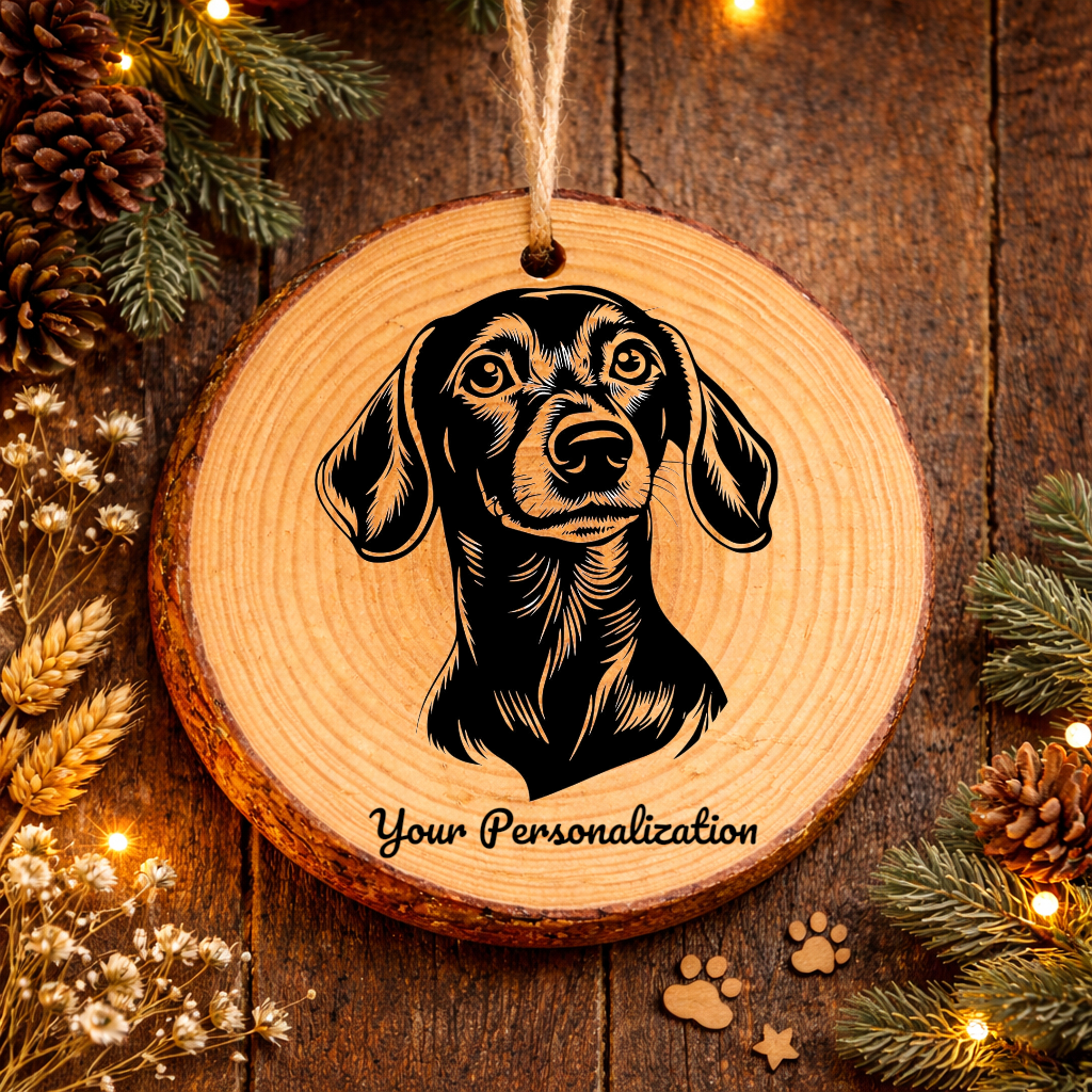 Dachsador Dog Ornament – Rustic Wooden Keepsake