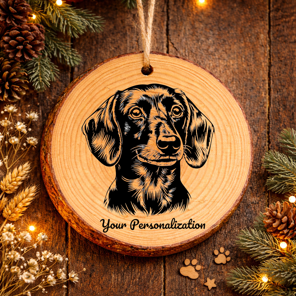 Dachsador Dog Ornament – Rustic Wooden Keepsake