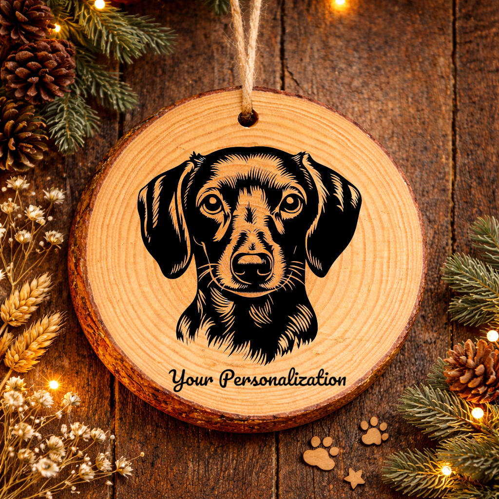 Dachsador Dog Ornament – Rustic Wooden Keepsake