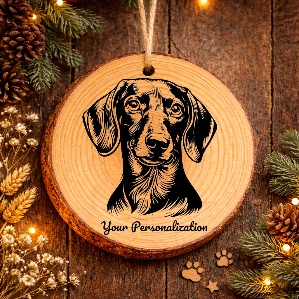 Dachsador Dog Ornament – Rustic Wooden Keepsake