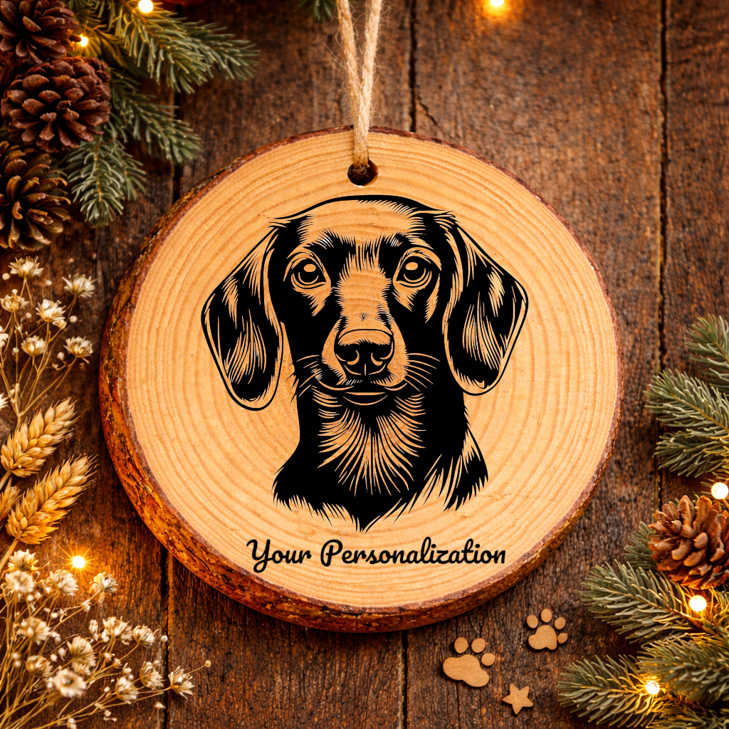 Dachsador Dog Ornament – Rustic Wooden Keepsake
