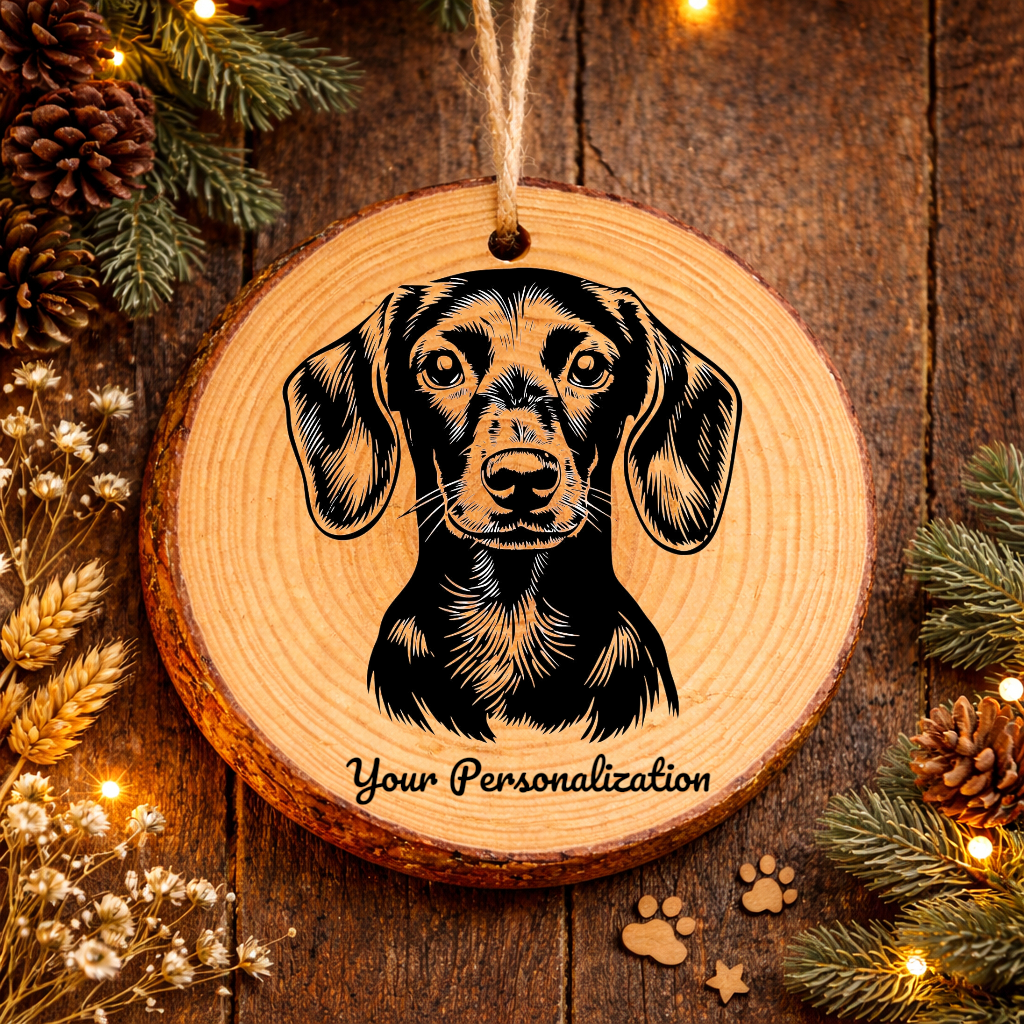 Dachshund Dog Ornament – Rustic Wooden Keepsake