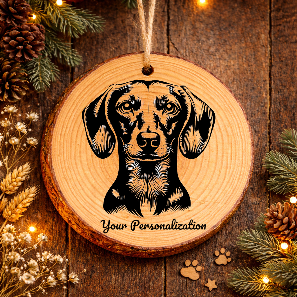 Dachshund Dog Ornament – Rustic Wooden Keepsake