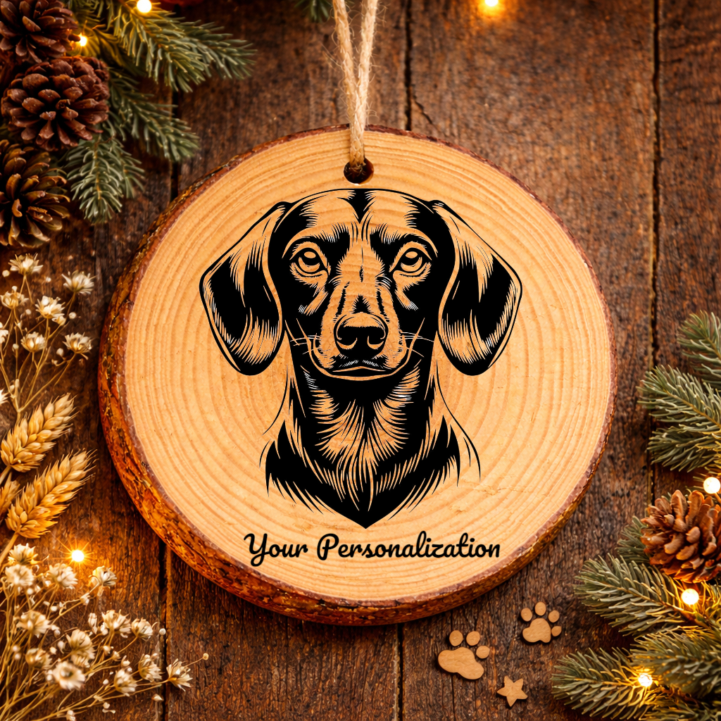 Dachshund Dog Ornament – Rustic Wooden Keepsake