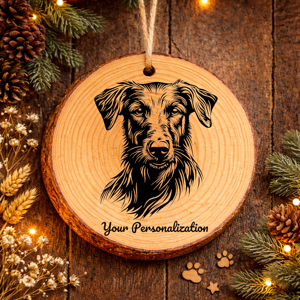 Deerhound Dog Ornament – Rustic Wooden Keepsake