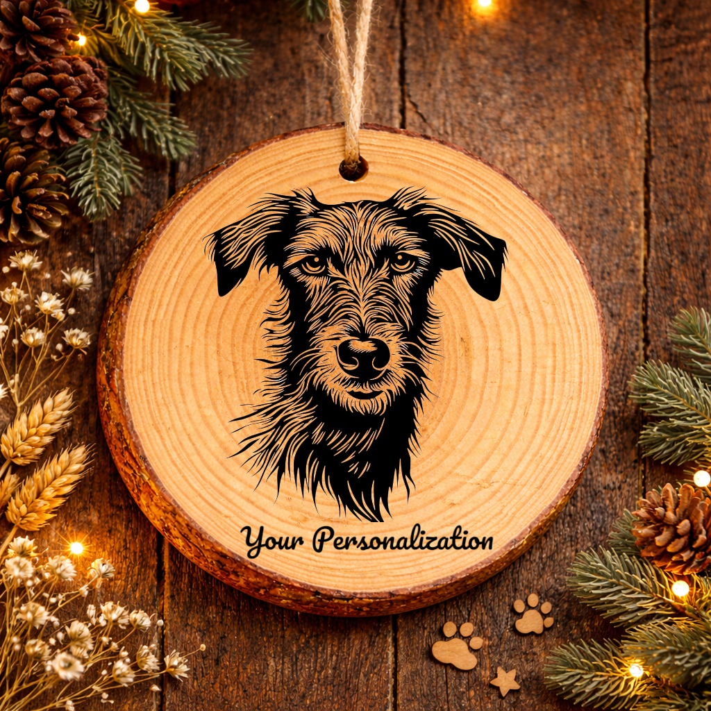 Deerhound Dog Ornament – Rustic Wooden Keepsake