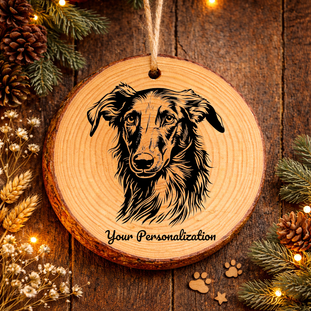 Deerhound Dog Ornament – Rustic Wooden Keepsake