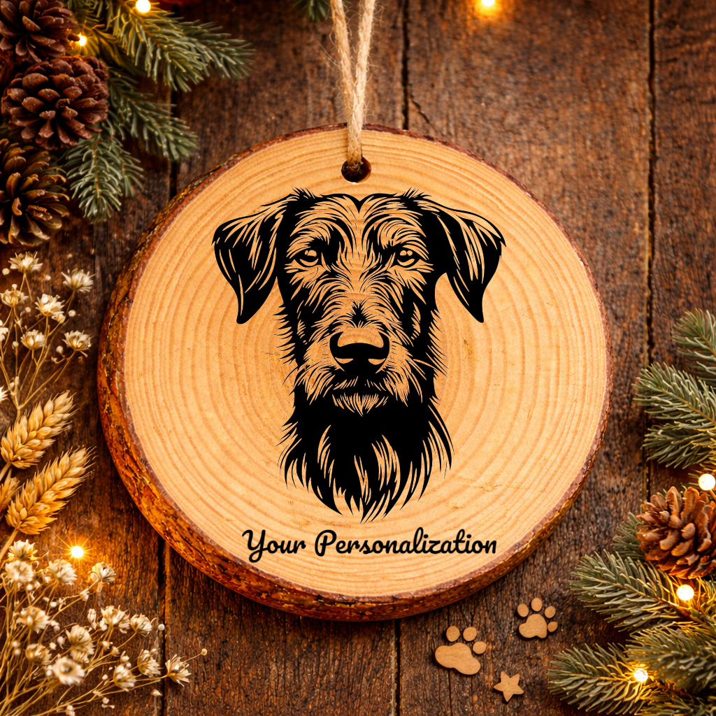 Deerhound Dog Ornament – Rustic Wooden Keepsake