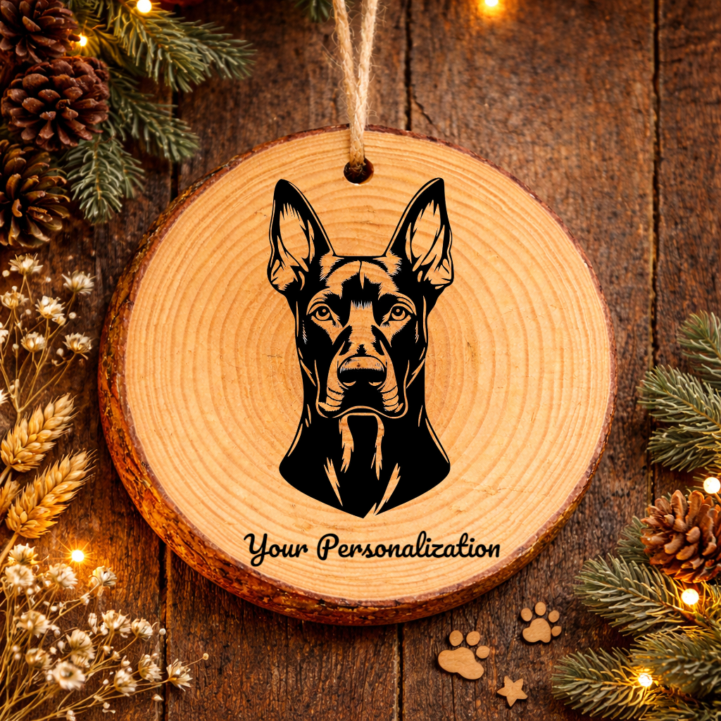 Doberman Pinscher Dog Ornament – Rustic Wooden Keepsake
