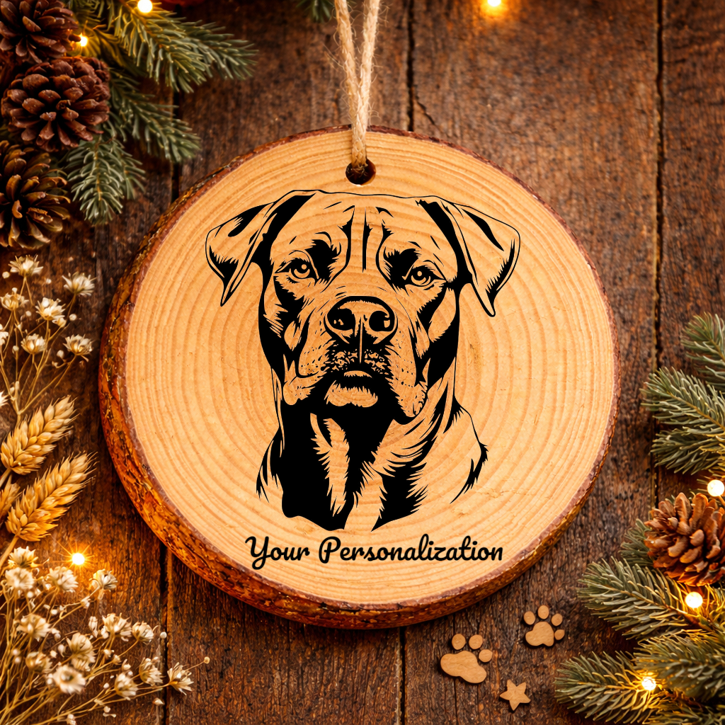 Dogo Argentino Dog Ornament – Rustic Wooden Keepsake
