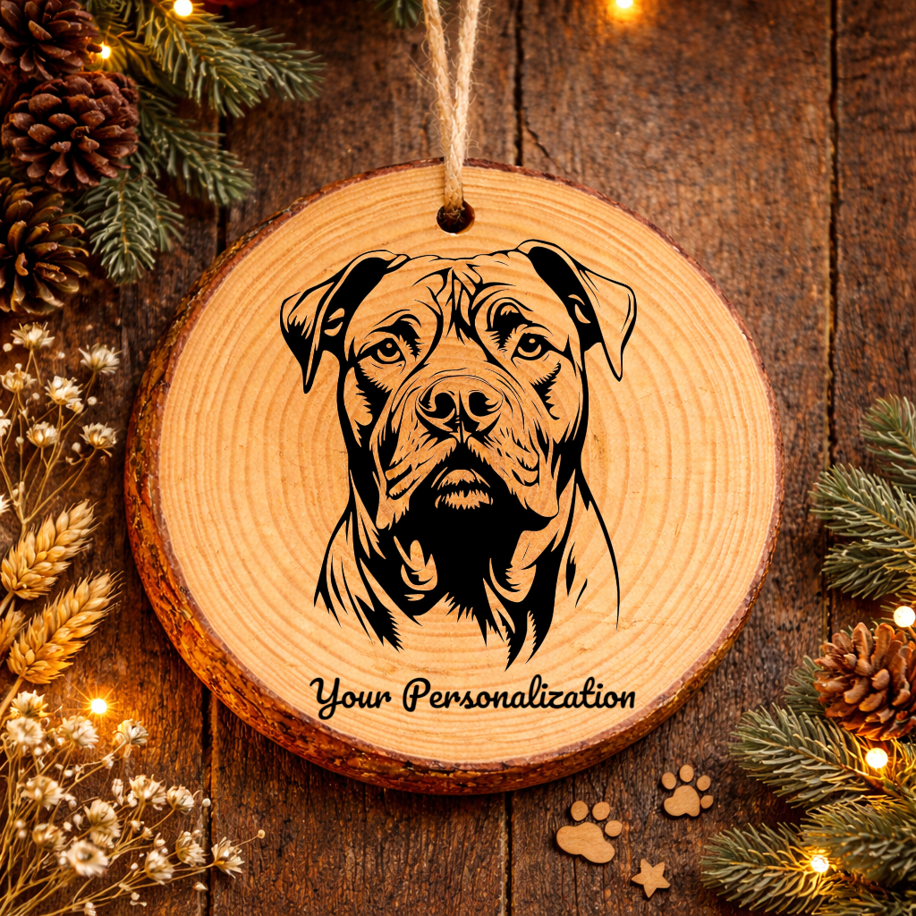 Dogo Argentino Dog Ornament – Rustic Wooden Keepsake