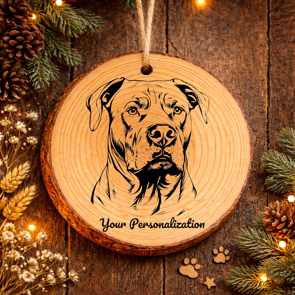 Dogo Argentino Dog Ornament – Rustic Wooden Keepsake