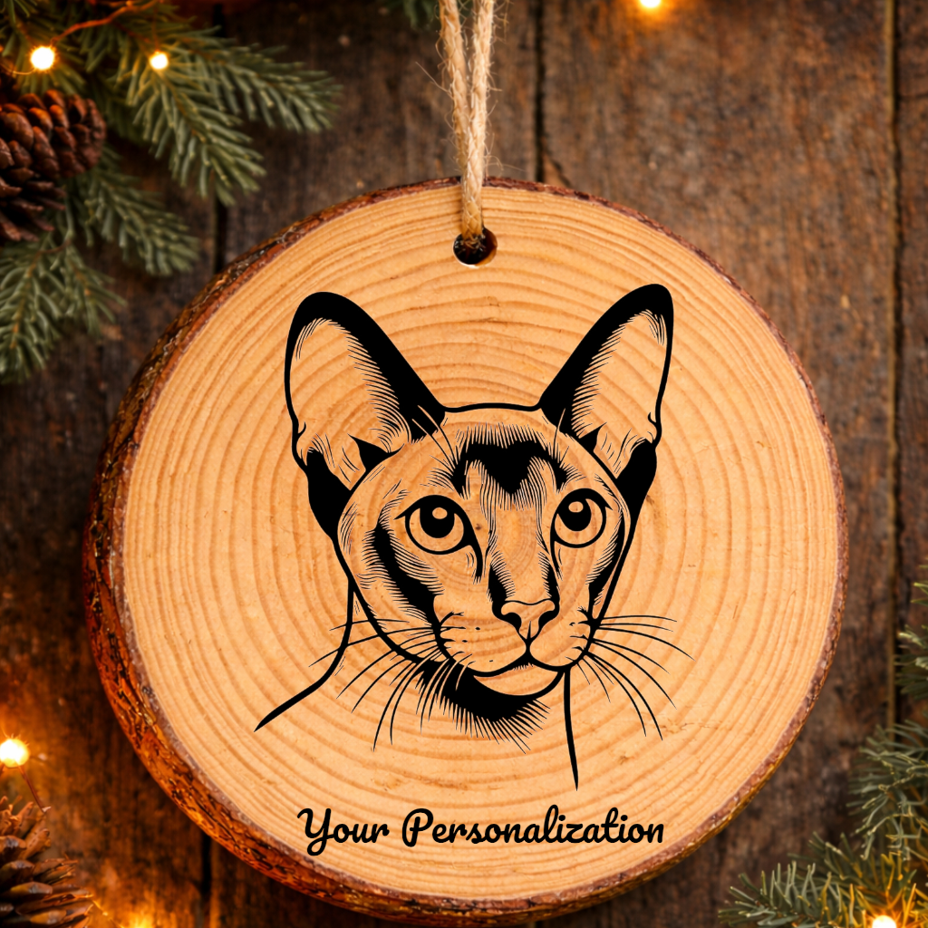 Donskoy Cat Rustic Pine Wooden Round Ornament